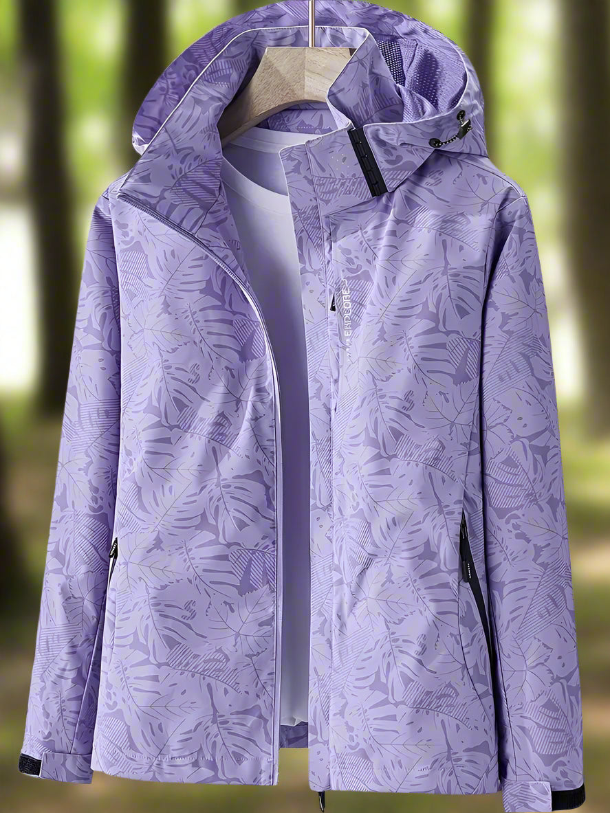 Women's Hooded Waterproof Rain Jacket with Zippered Pockets