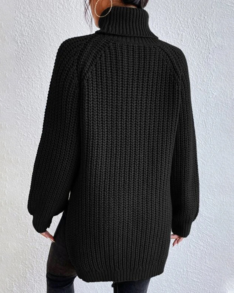 Relaxed Fit Knit Turtleneck Sweater for Women