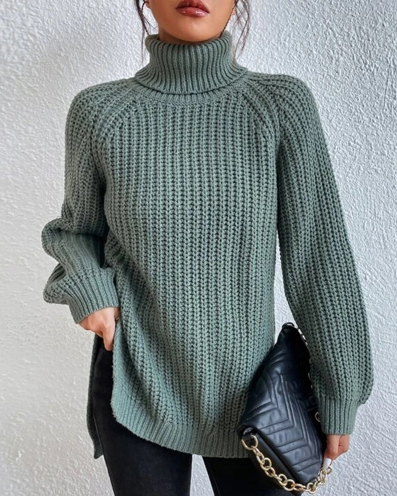 Relaxed Fit Knit Turtleneck Sweater for Women
