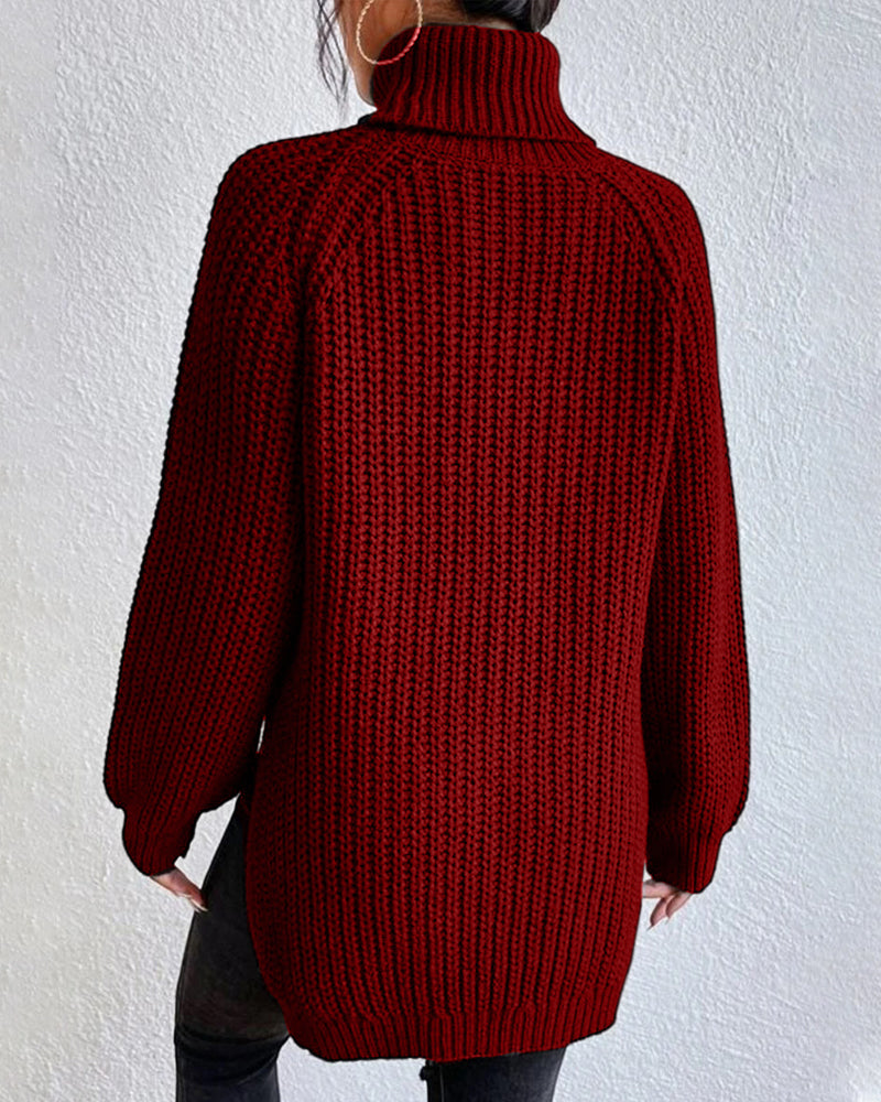 Relaxed Fit Knit Turtleneck Sweater for Women