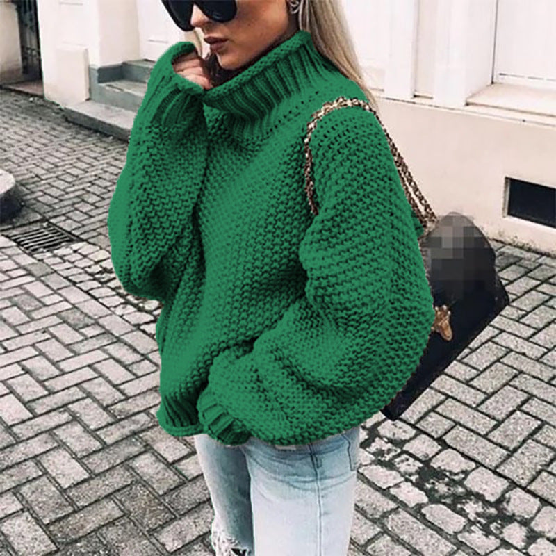 Women's Chunky Knit Turtleneck Sweater in Oversized Fit