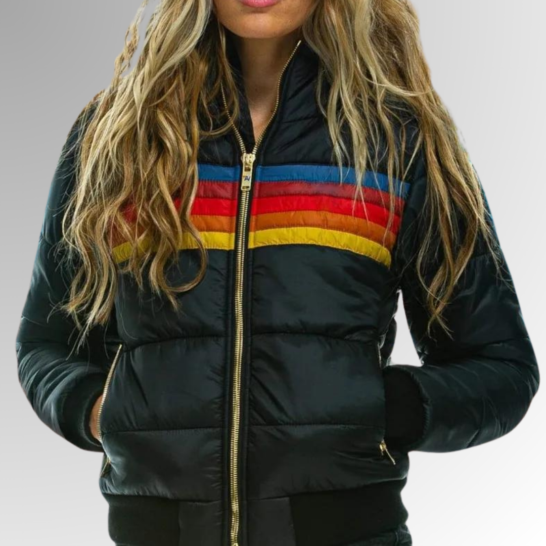 Women's Colorblock Hooded Winter Coat – Waterproof Puffer Jacket