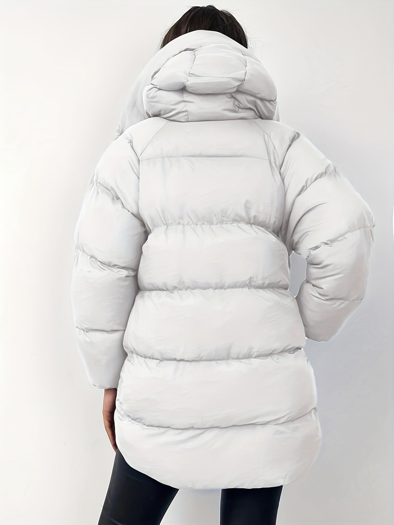 Women's Quilted Short Hooded Puffer Jacket with High Collar