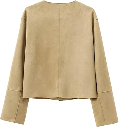 Elegant Tailored Fit Long Sleeve Cropped Blazer Jacket for Women