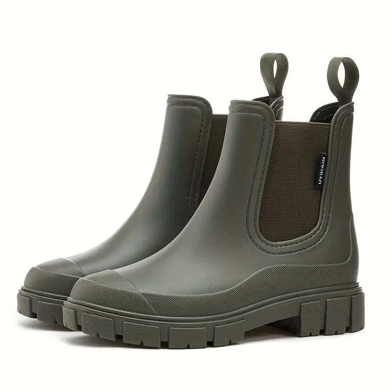 Women's Waterproof Rain Boots Featuring Slip-Resistant Lug Sole