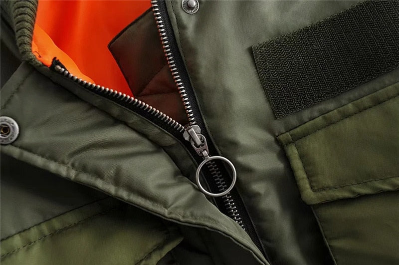 Women's Cropped Utility Bomber Jacket featuring Patch Pockets and Zip Sleeves