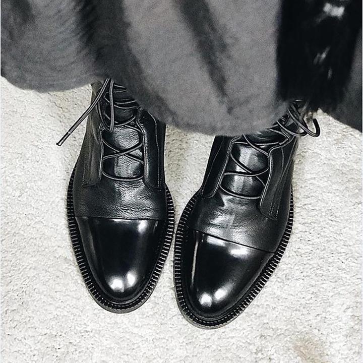 Elegant Mid-Calf Lace-Up Boots for Women with Low Heel