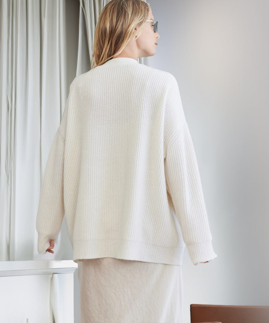 Cozy Ribbed Knit Oversized Button Cardigan for Women