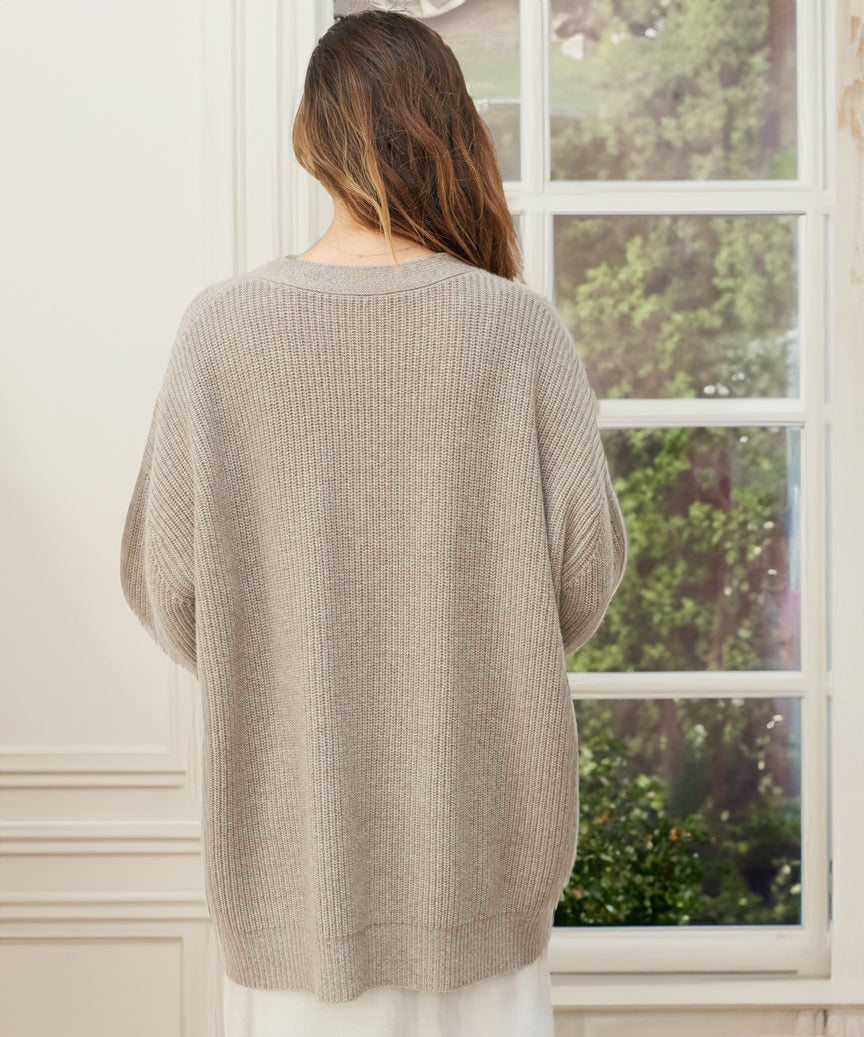 Cozy Ribbed Knit Oversized Button Cardigan for Women