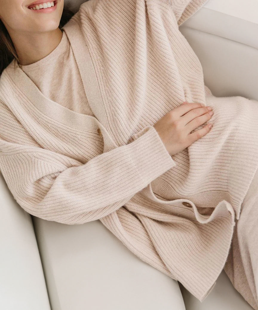 Cozy Ribbed Knit Oversized Button Cardigan for Women