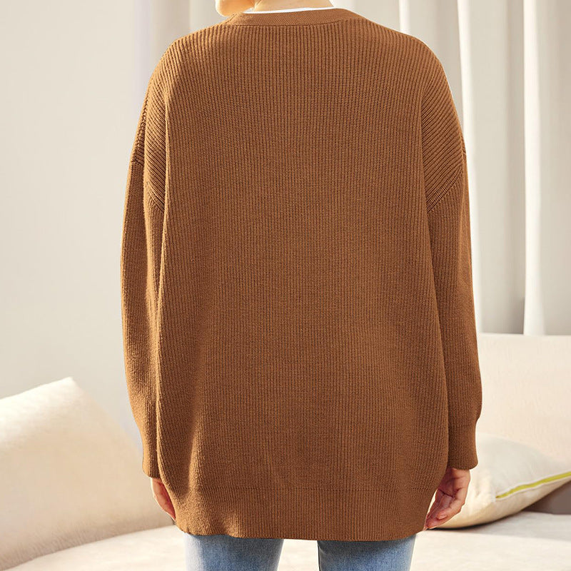 Cozy Ribbed Knit Oversized Button Cardigan for Women
