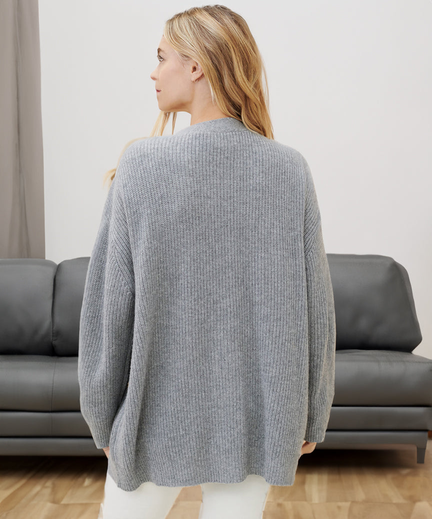 Cozy Ribbed Knit Oversized Button Cardigan for Women
