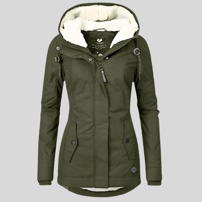 Women's Hooded Waterproof Rain Jacket with Extended Back Hem