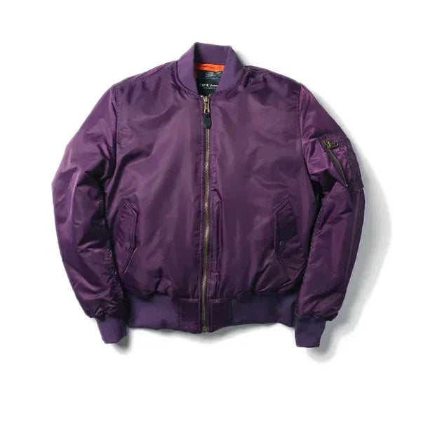Women's Wind-Resistant Bomber Jacket Featuring Zip Pocket and Ribbed Cuffs