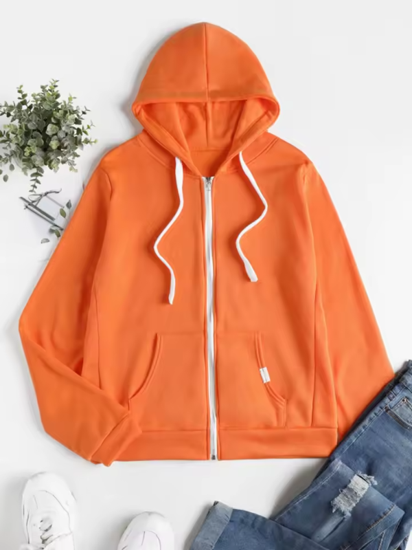 Women's Casual Zip Hoodie with Adjustable Drawstring