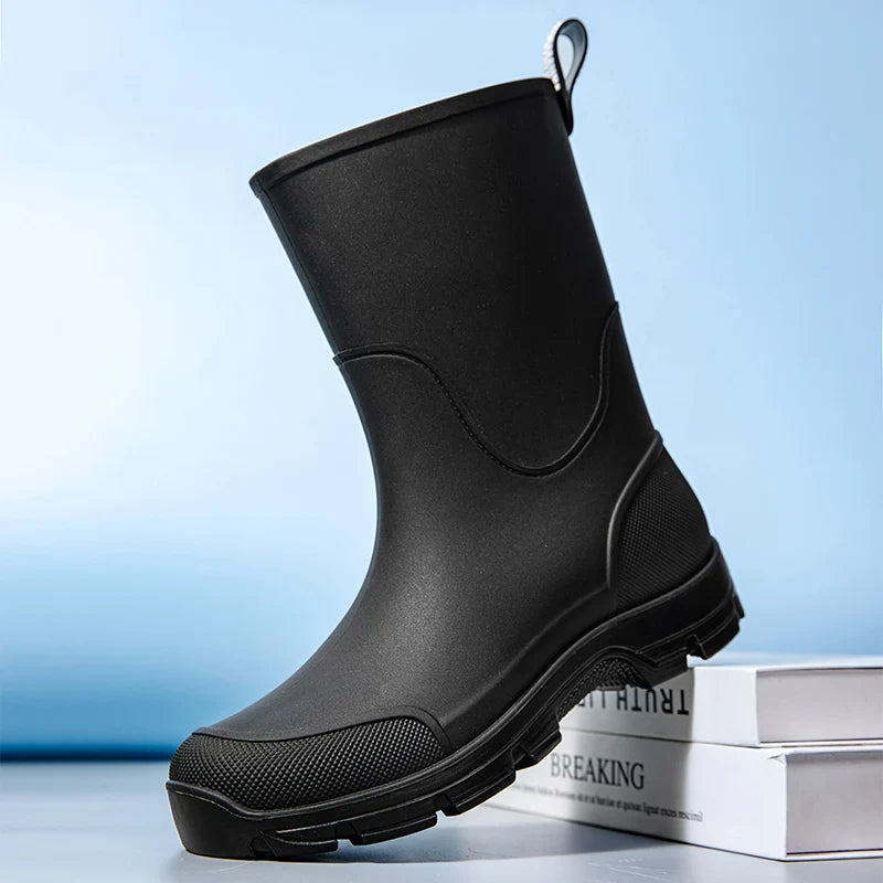 Women's Mid-Calf Waterproof Boots with Non-Slip Sole and Easy Pull Tab