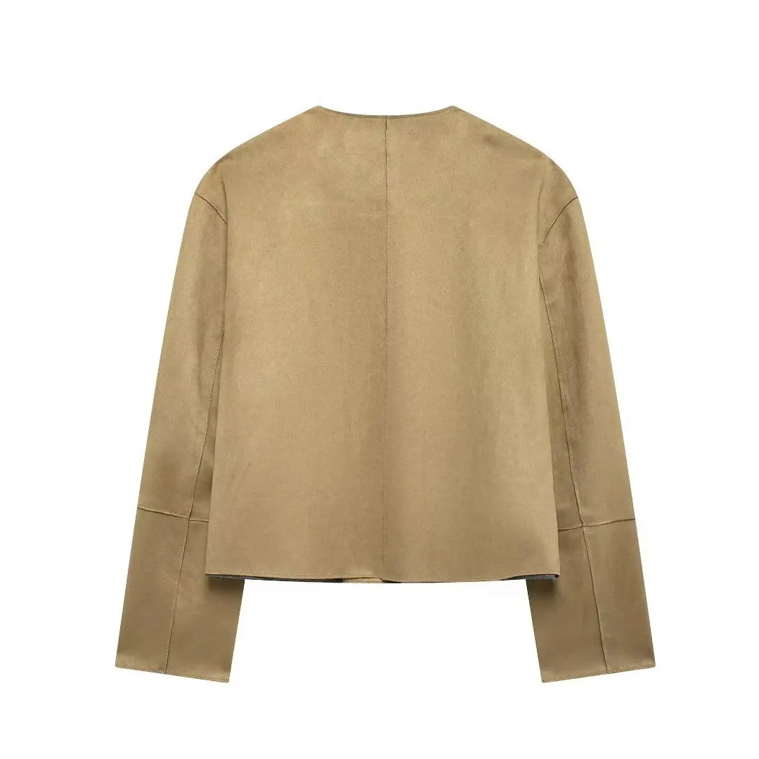 Minimalist Button-Up Women's Varsity Bomber Jacket