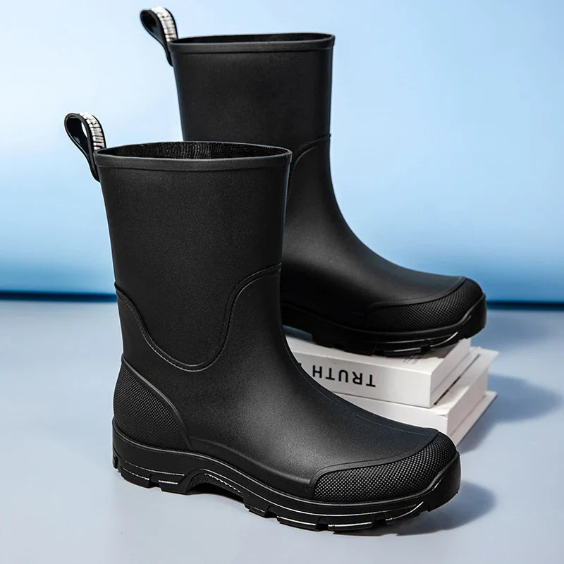 Women's Mid-Calf Waterproof Boots with Non-Slip Sole and Easy Pull Tab