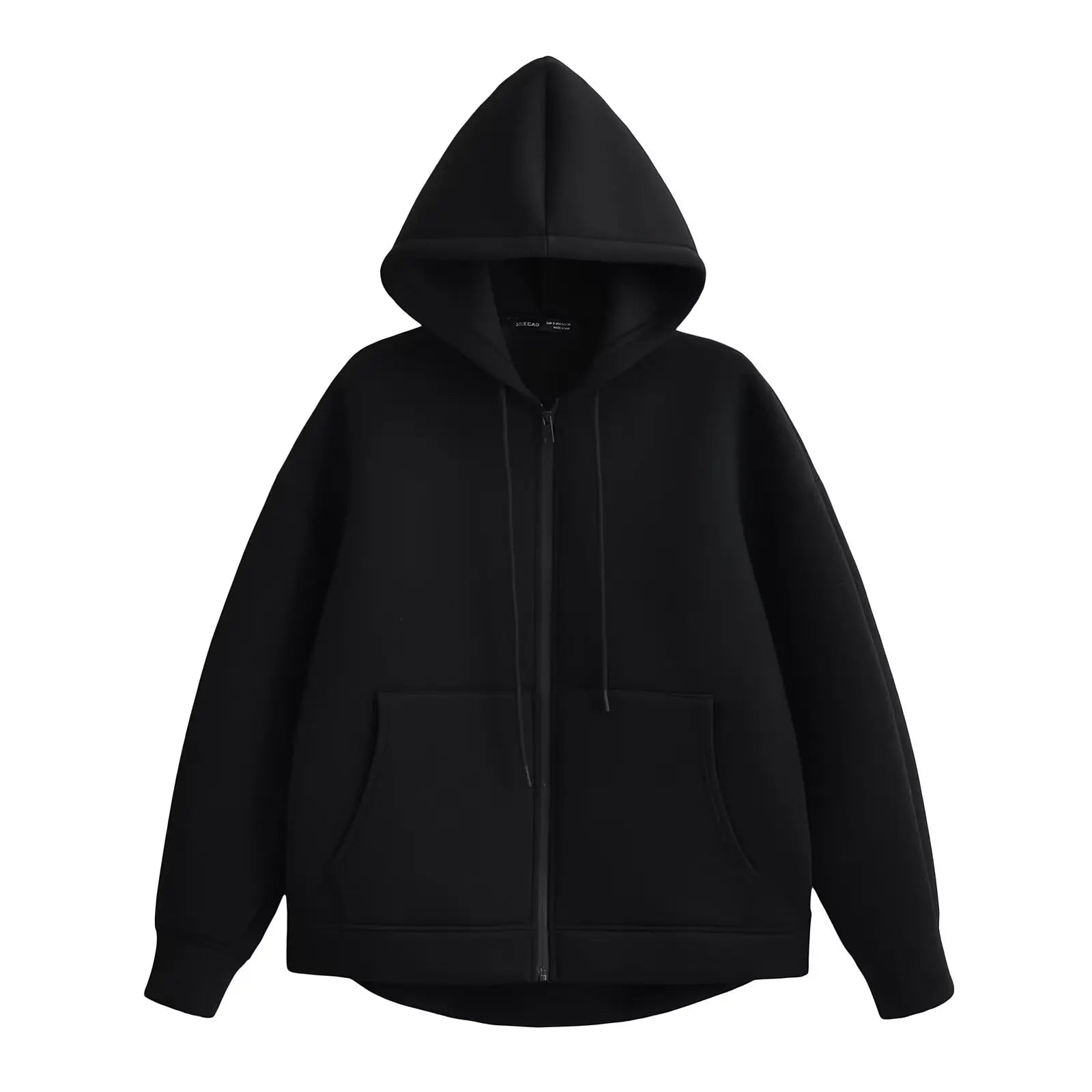 Women's Loose-Fit Zip-Up Hoodie with Drawstring Hood and Pockets