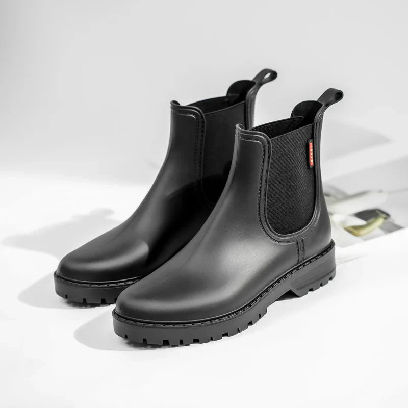 Women's Waterproof Chelsea Rain Boots with Non-Slip Rubber Sole