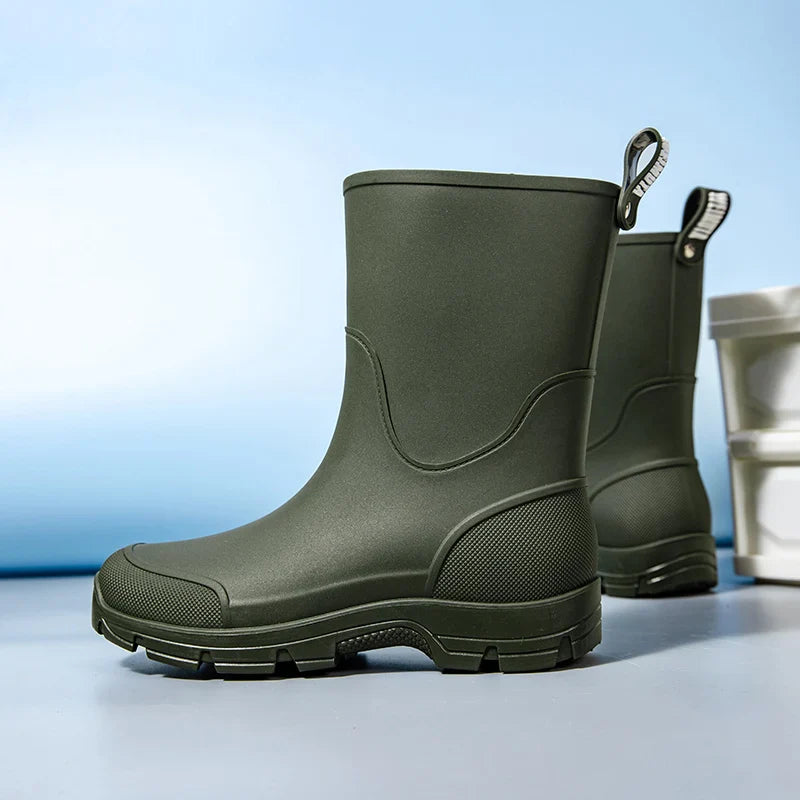 Women's Mid-Calf Waterproof Boots with Non-Slip Sole and Easy Pull Tab