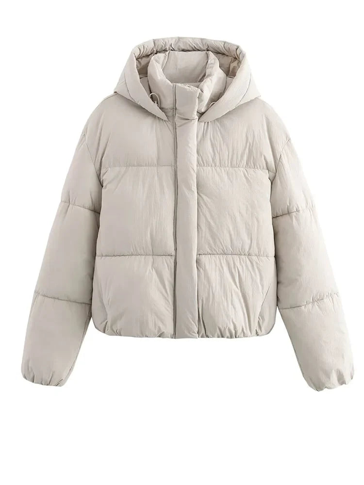 Women's Hooded Puffer Jacket with Cozy Quilted Design