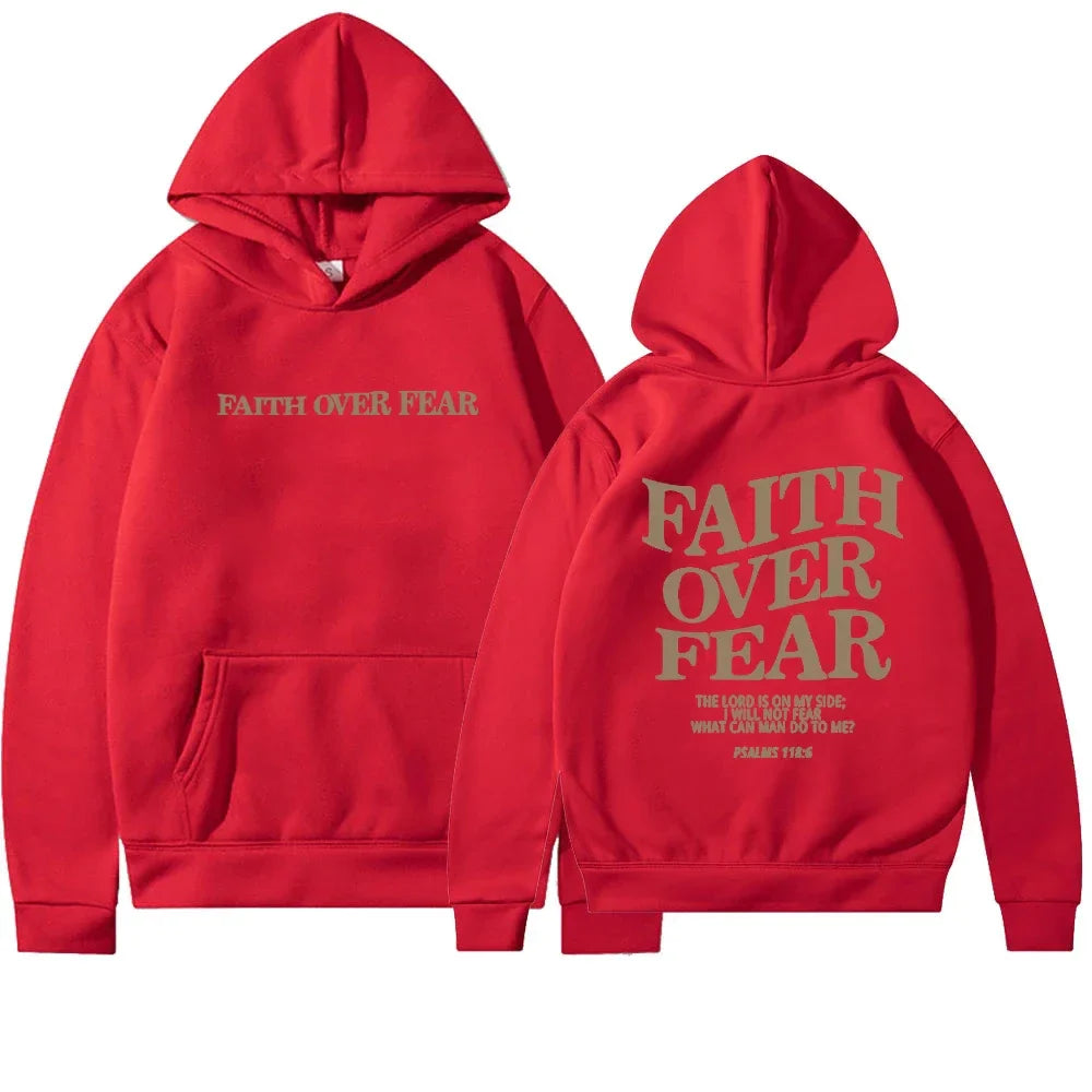Faith Over Fear Bible Verse Printed Oversized Hoodie for Women