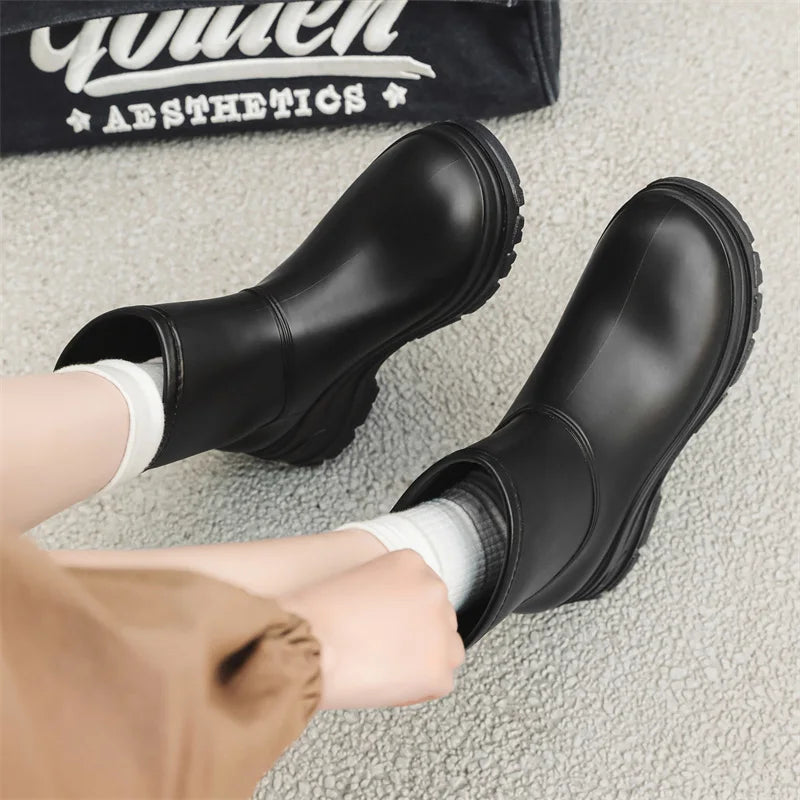 Women's Mid-Calf Waterproof Boots with Slip-Resistant Thick Sole