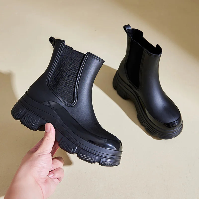 Women's Waterproof Chelsea Boots Featuring a Slip-Resistant Chunky Sole