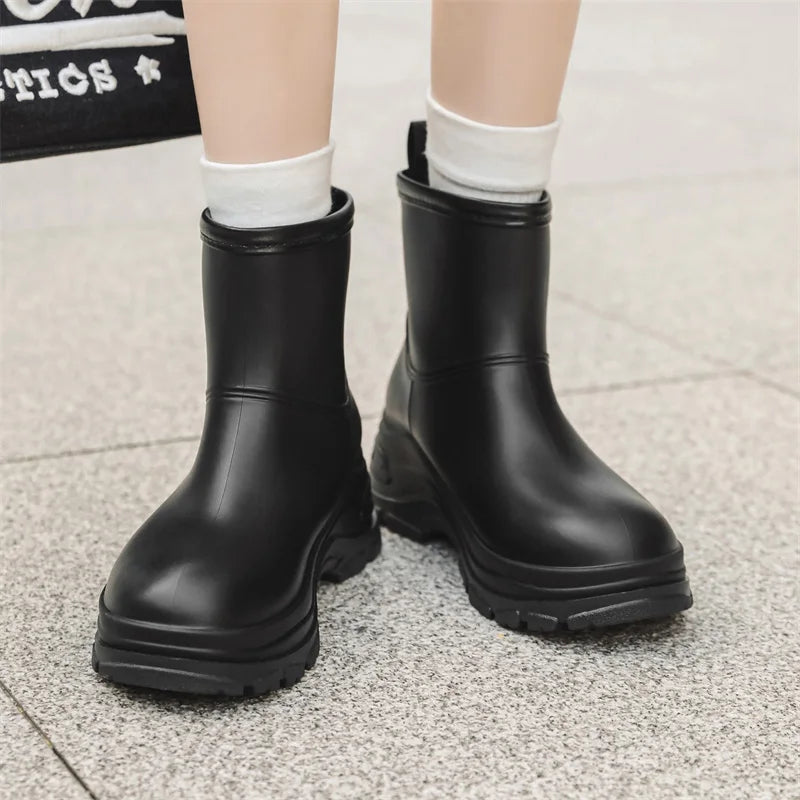 Women's Mid-Calf Waterproof Boots with Slip-Resistant Thick Sole