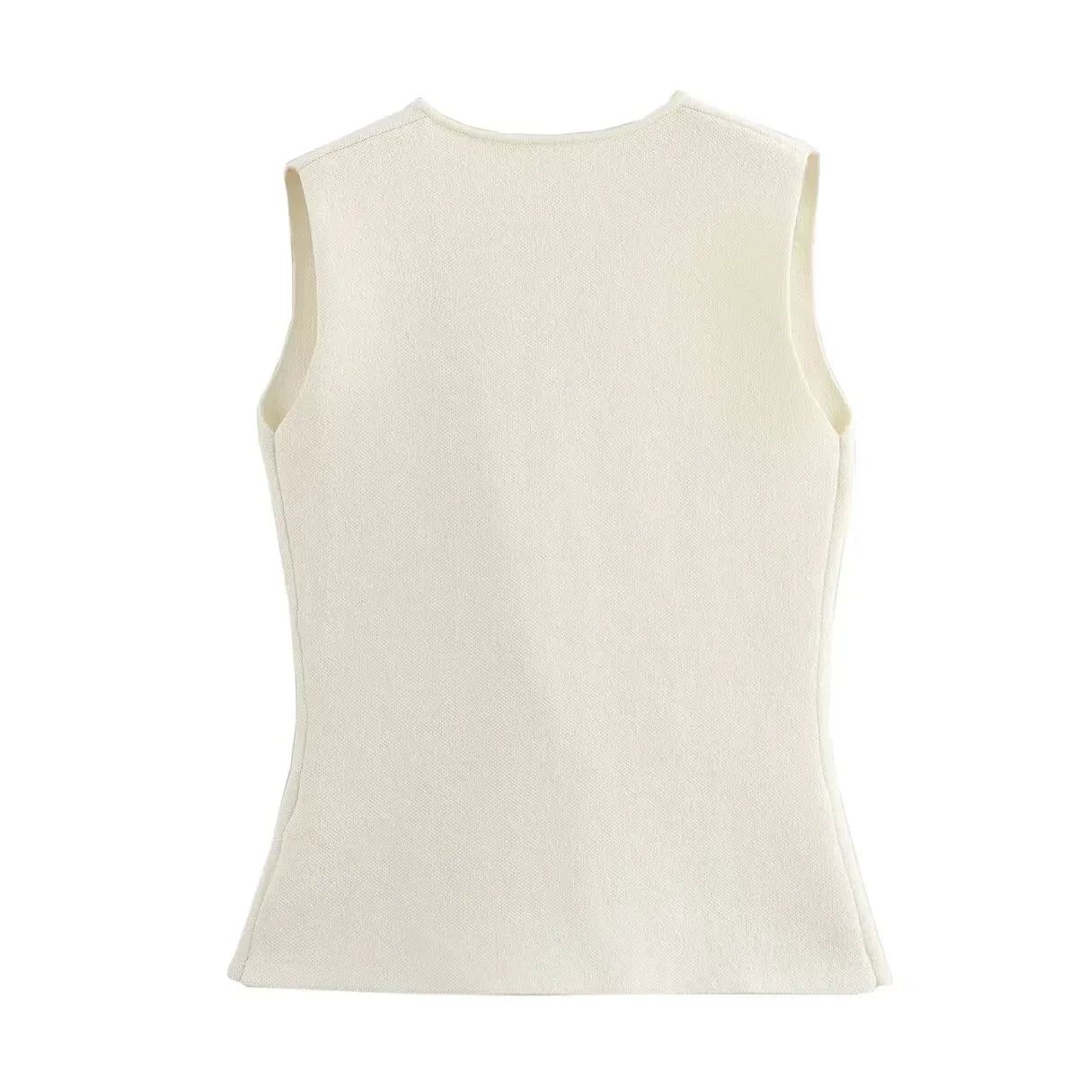 Women's Sleeveless Knitted Vest Top with Button-Front Closure