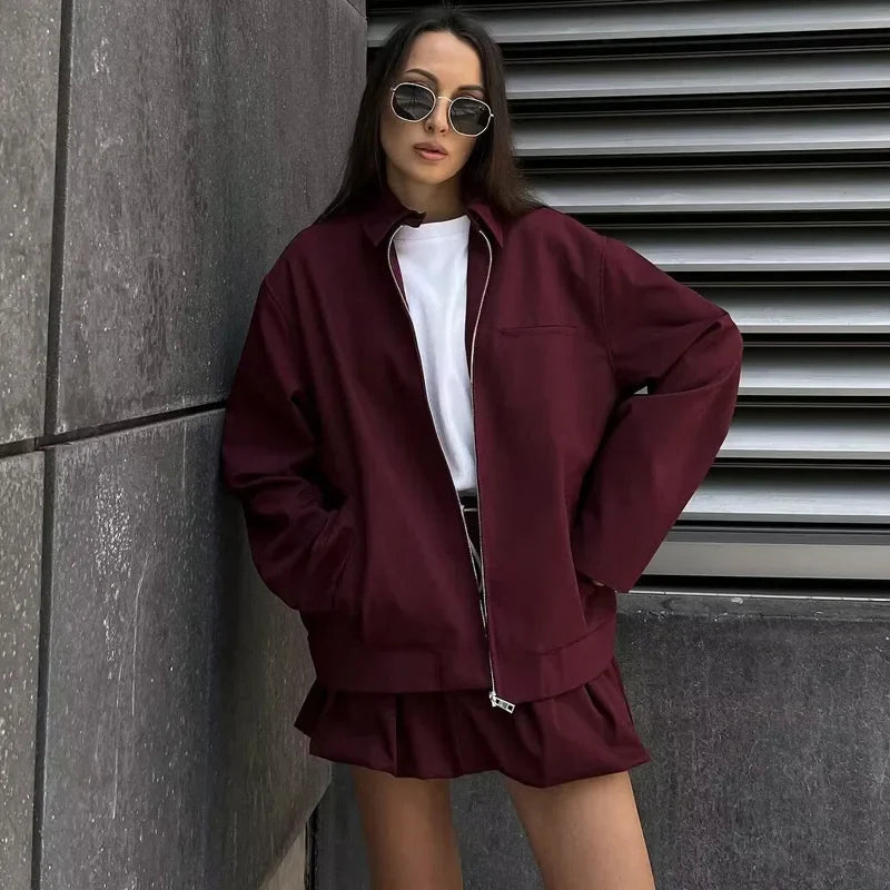 Modern Tailored Fit Long Sleeve Cropped Bomber Jacket for Women
