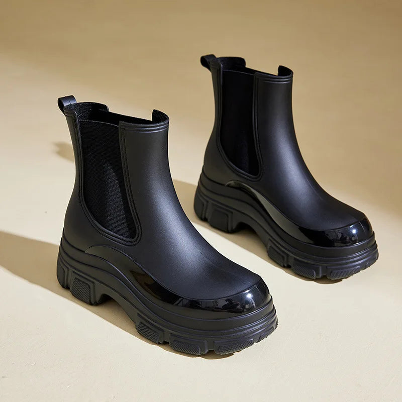 Women's Waterproof Chelsea Boots Featuring a Slip-Resistant Chunky Sole