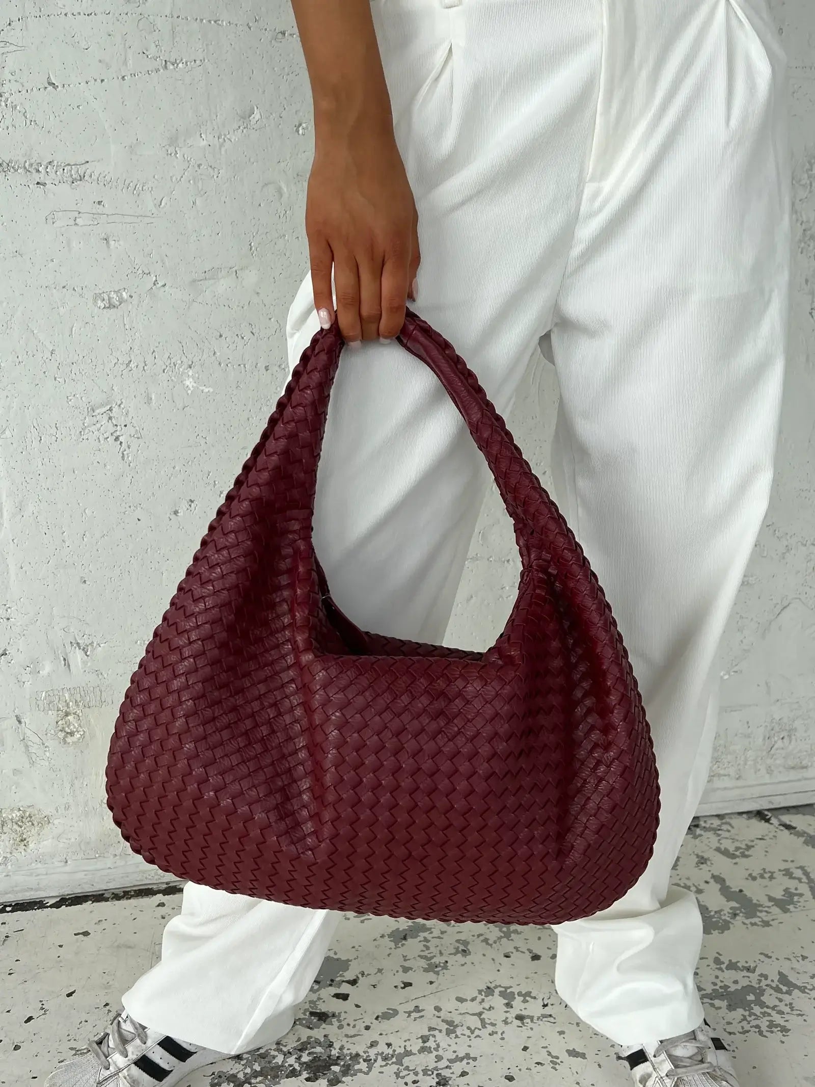 Large Slouchy Woven Shoulder Bag for Women