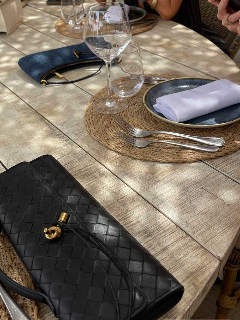 Women's Woven Shoulder Bag with Top Handle and Flap Closure