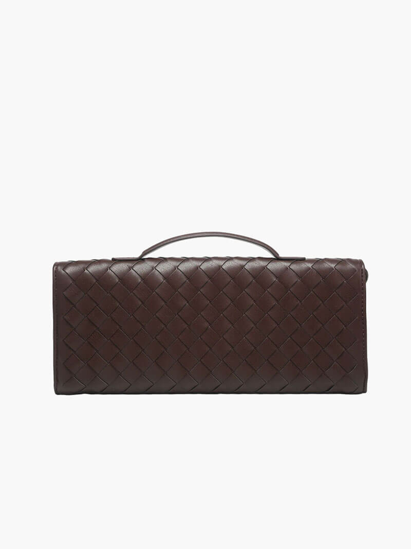 Women's Woven Shoulder Bag with Top Handle and Flap Closure
