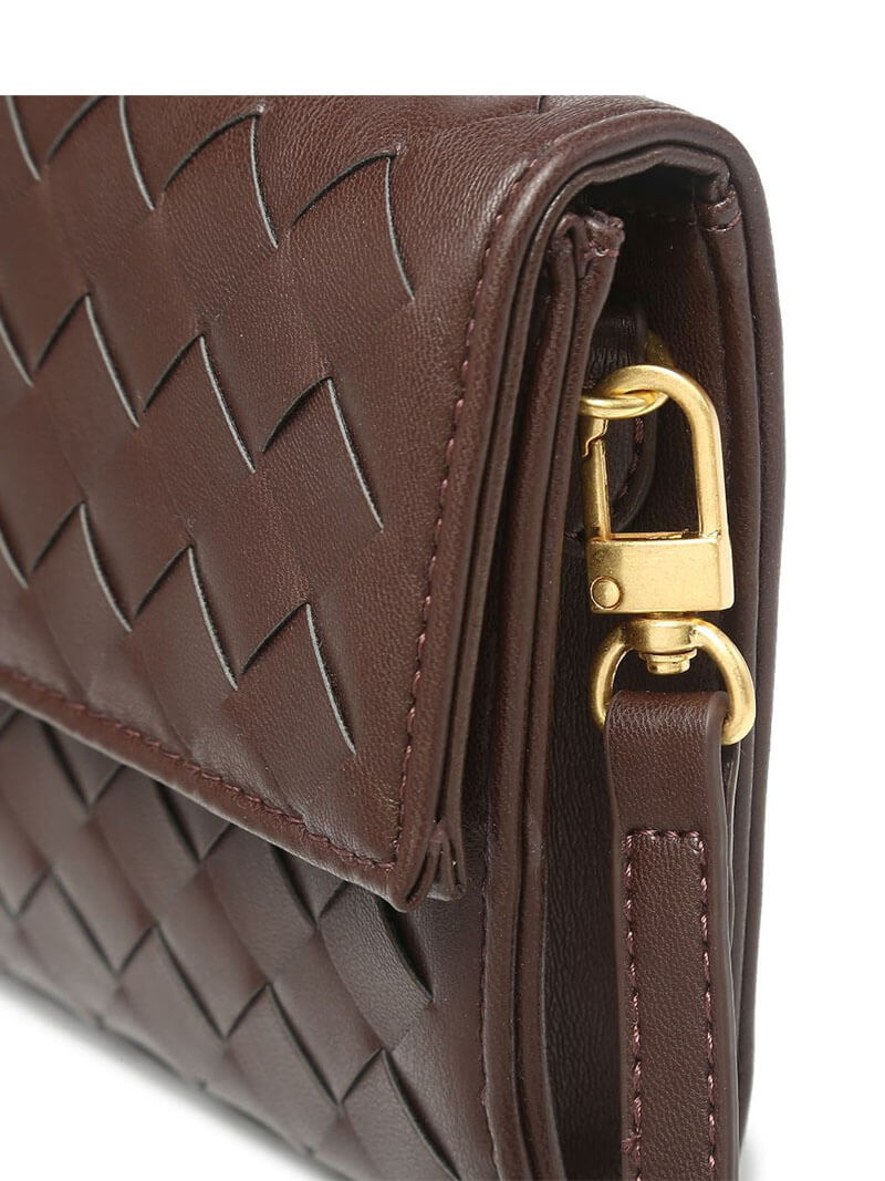 Women's Woven Shoulder Bag with Top Handle and Flap Closure