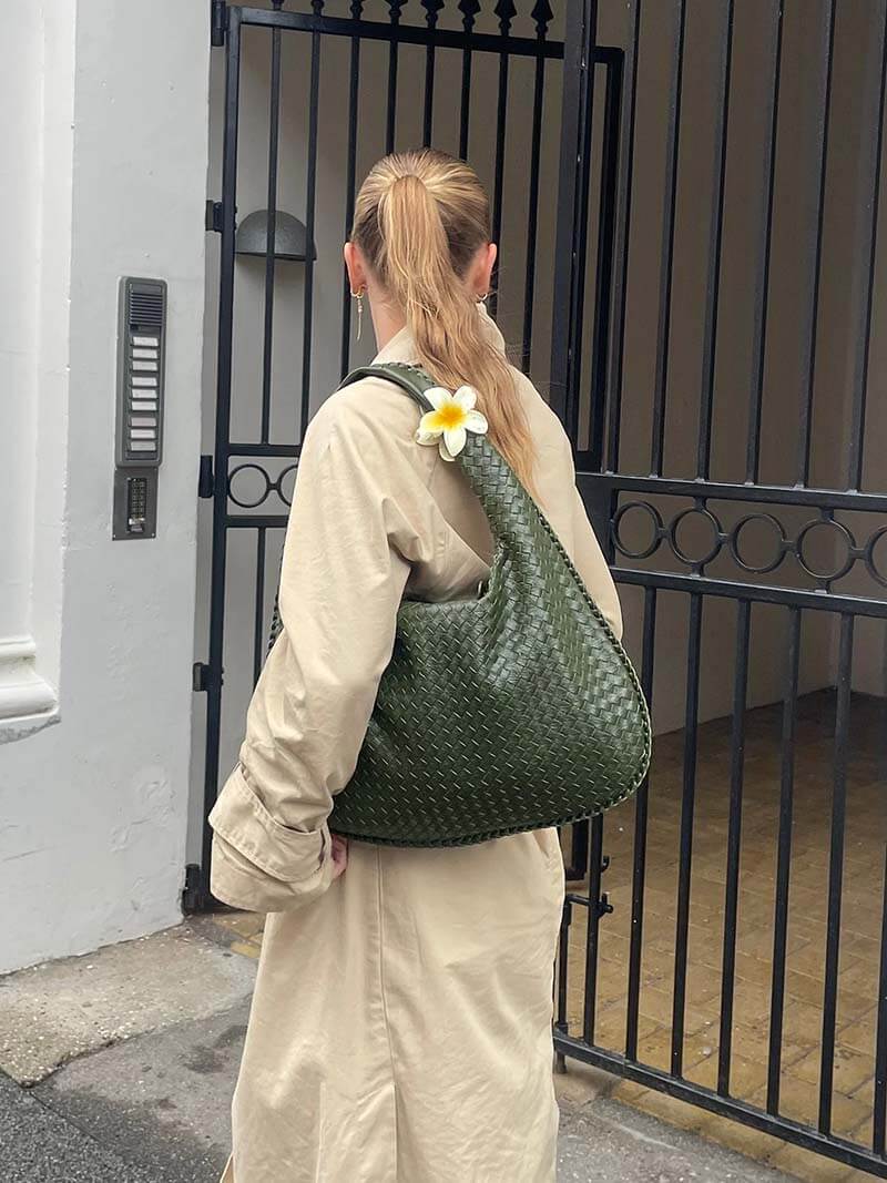 Large Slouchy Woven Shoulder Bag for Women