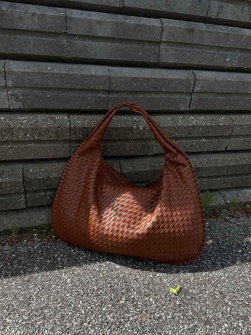 Large Slouchy Woven Shoulder Bag for Women