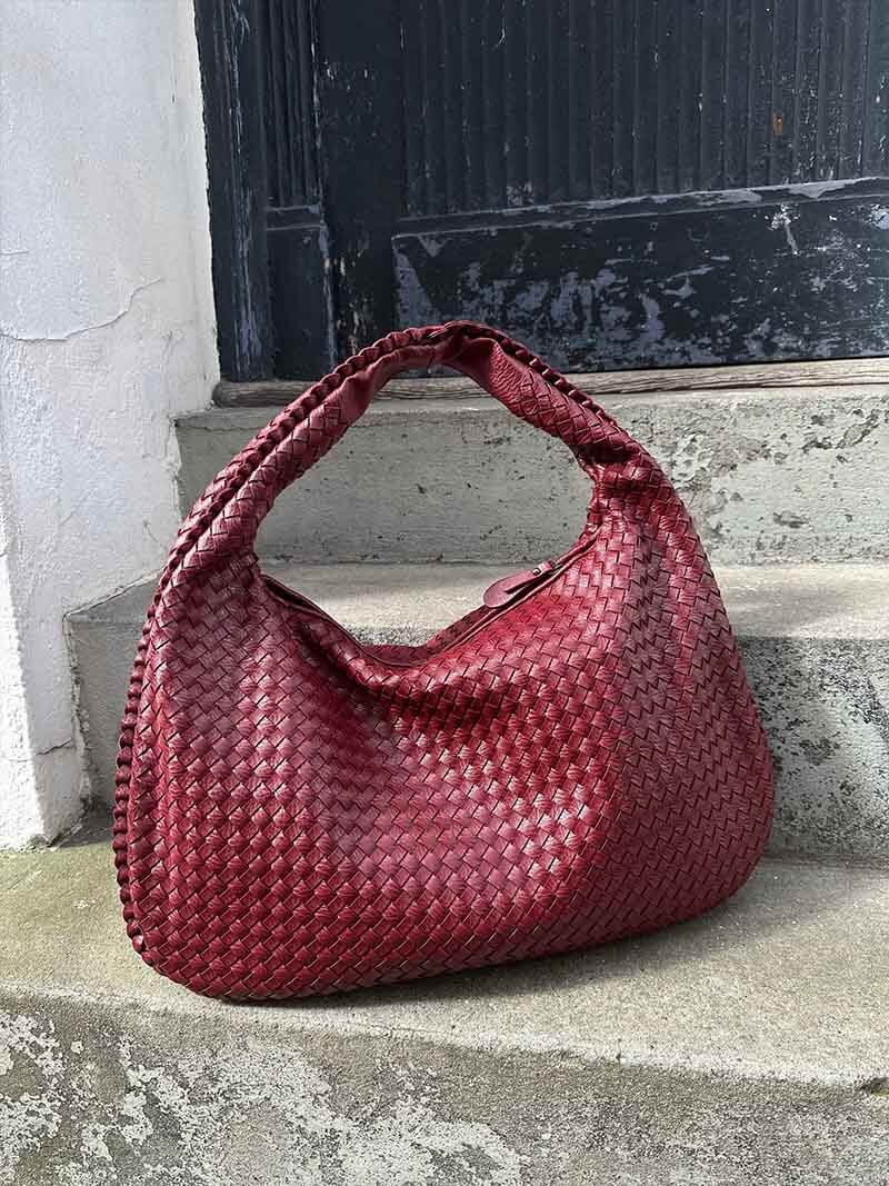 Large Slouchy Woven Shoulder Bag for Women