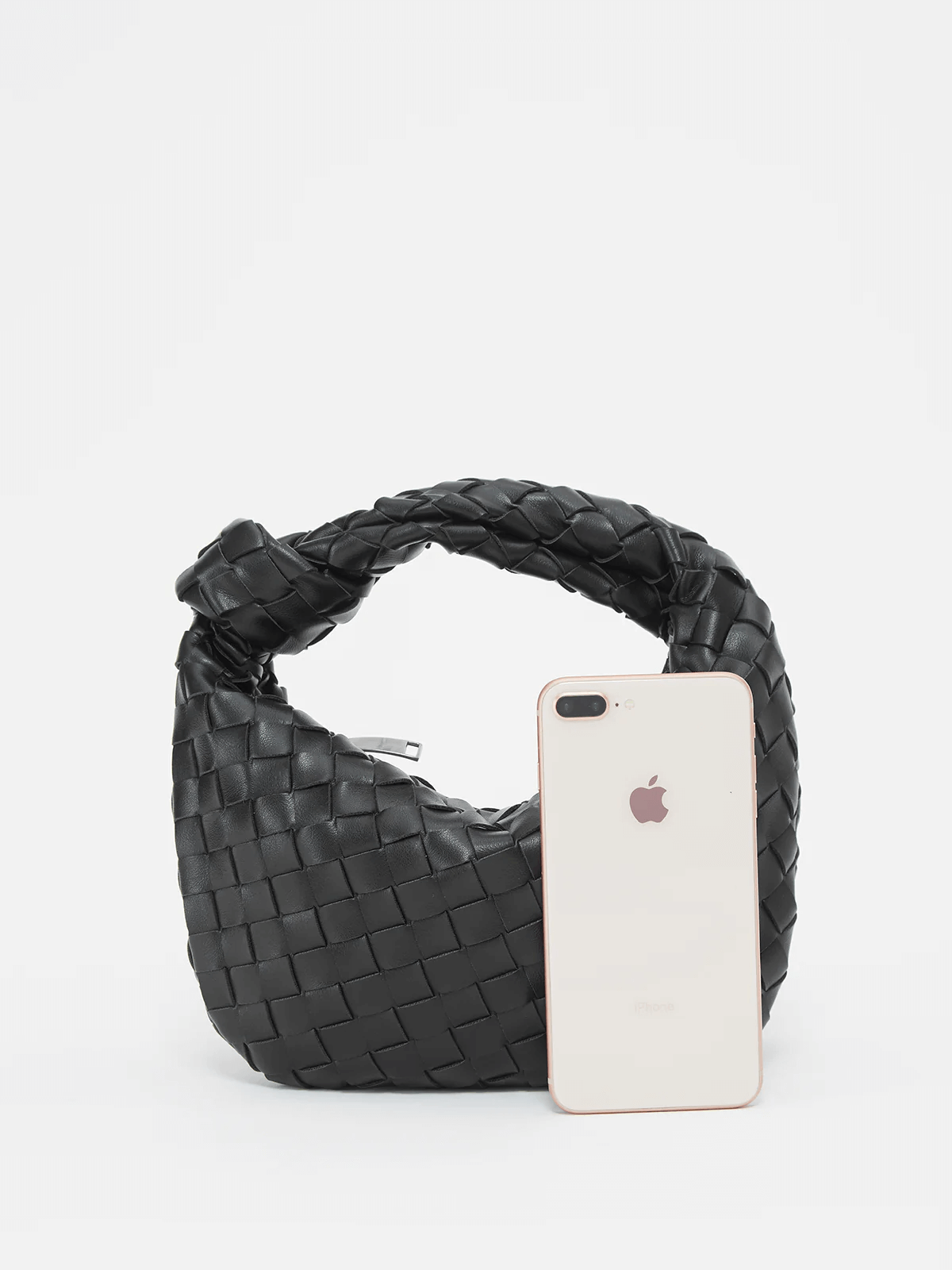 Mini Woven Handbag for Women with Top Handle and Knot Accent