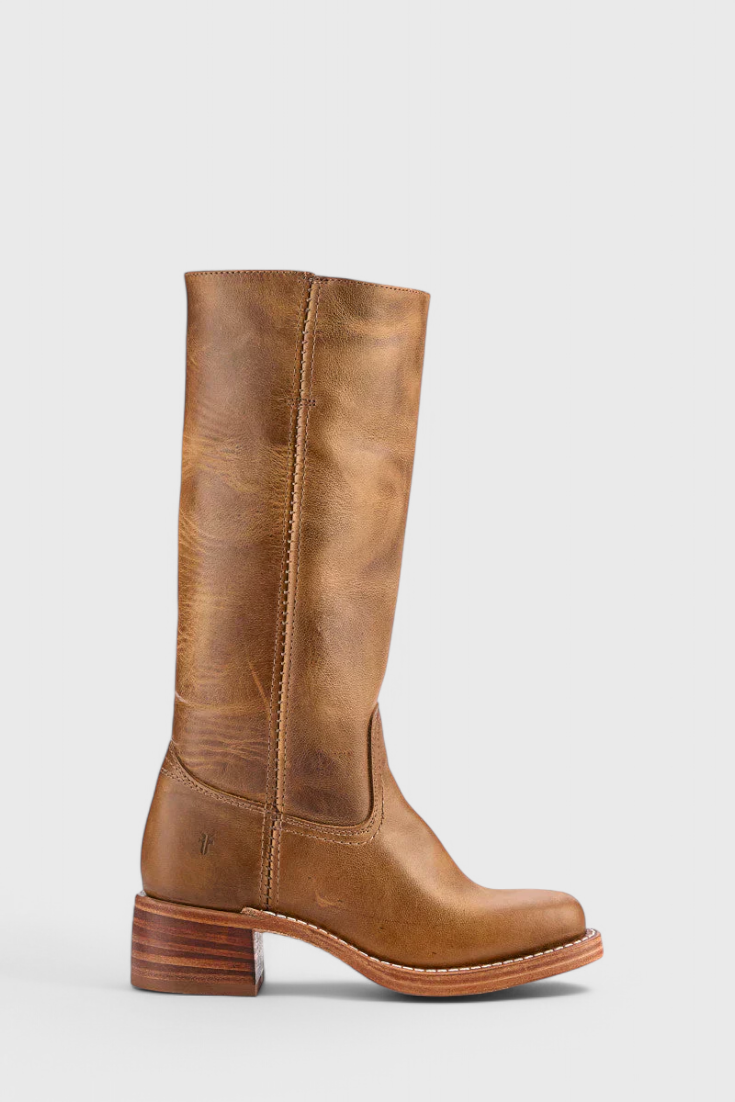 Women's Knee-High Boots Featuring a Stacked Heel and Timeless Round Toe