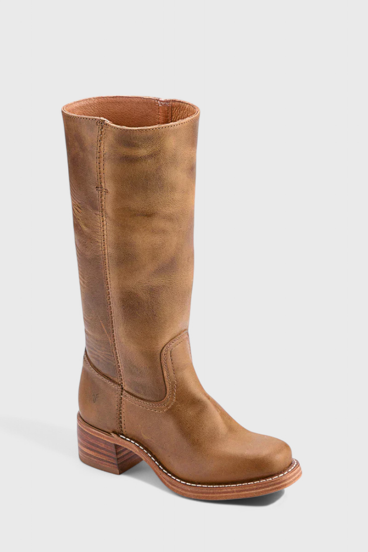 Women's Knee-High Boots Featuring a Stacked Heel and Timeless Round Toe