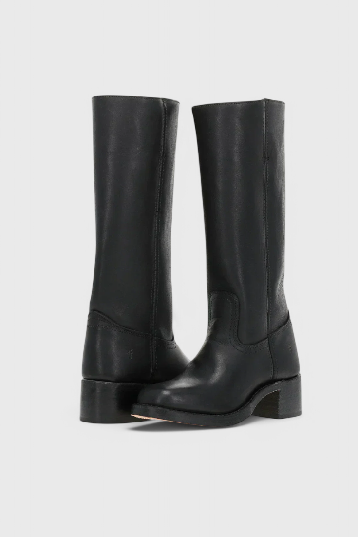 Women's Knee-High Boots Featuring a Stacked Heel and Timeless Round Toe