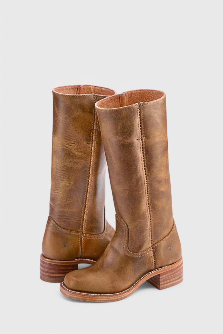 Women's Knee-High Boots Featuring a Stacked Heel and Timeless Round Toe