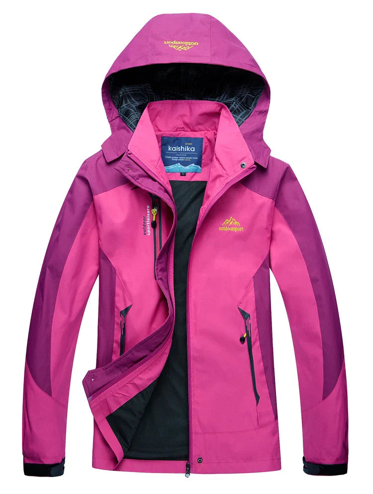Women's Hooded Sporty Design Waterproof Windbreaker Jacket
