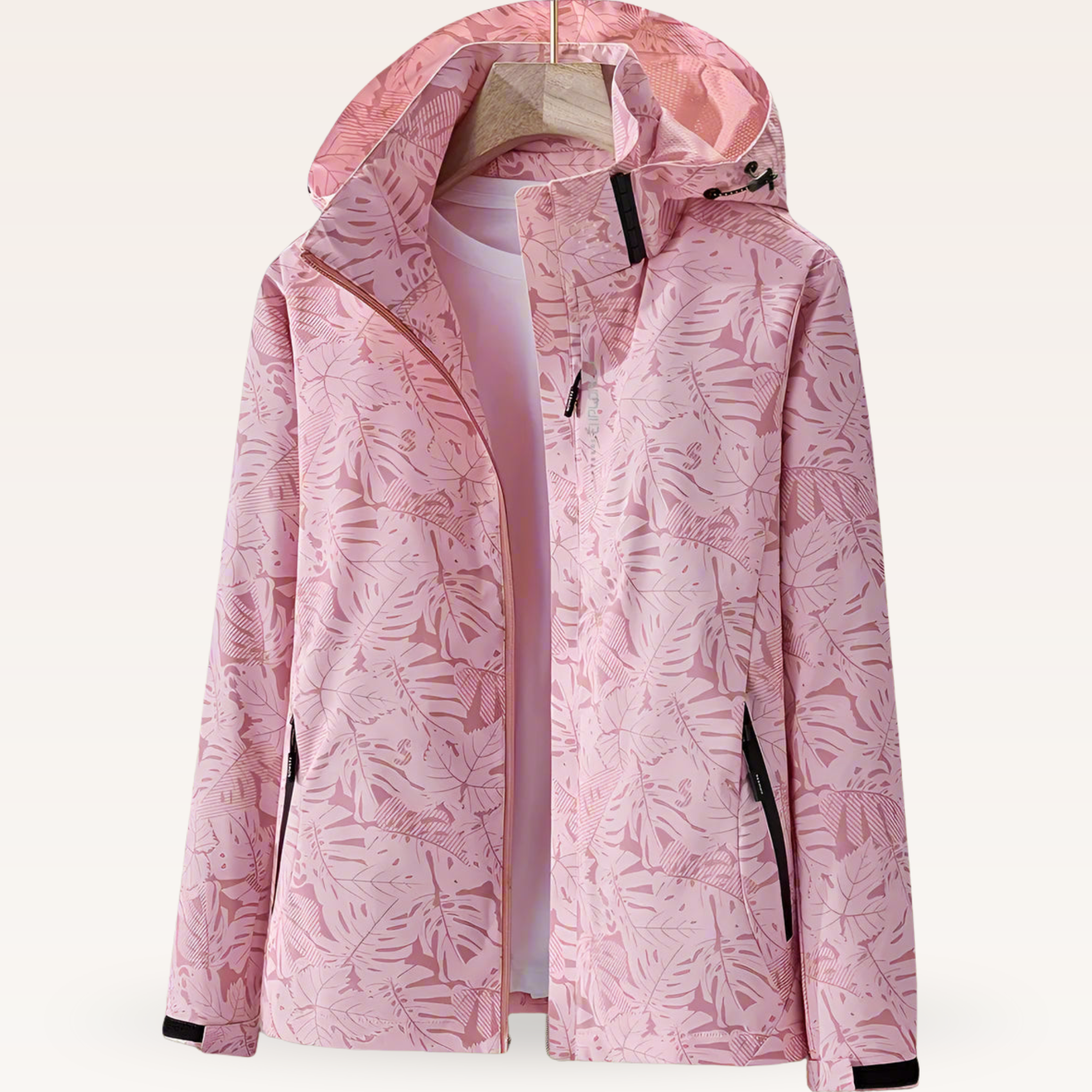 Women's Hooded Waterproof Rain Jacket with Zippered Pockets