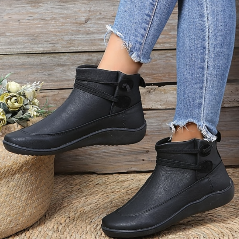Adjustable Strap Waterproof Ankle Boots for Women with Comfort Sole