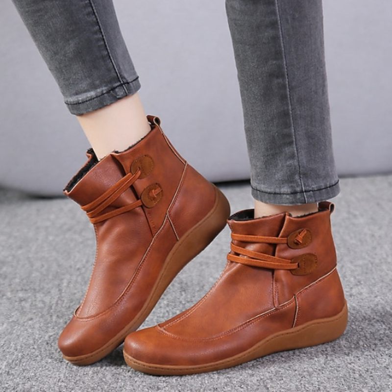 Adjustable Strap Waterproof Ankle Boots for Women with Comfort Sole