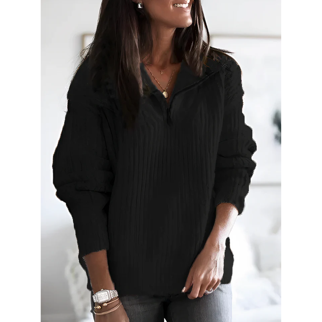 Rosgina | Women's Cozy Winter Sweater with Zipper